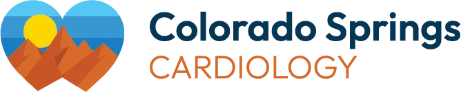 Colorado Springs Cardiology logo with heart shaped logomark with illustrated rocky mountains